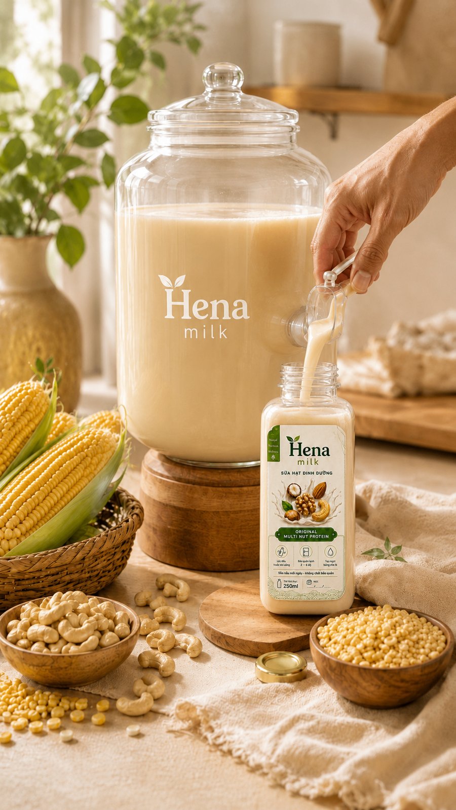 Quầy rót sữa tươi Hena milk