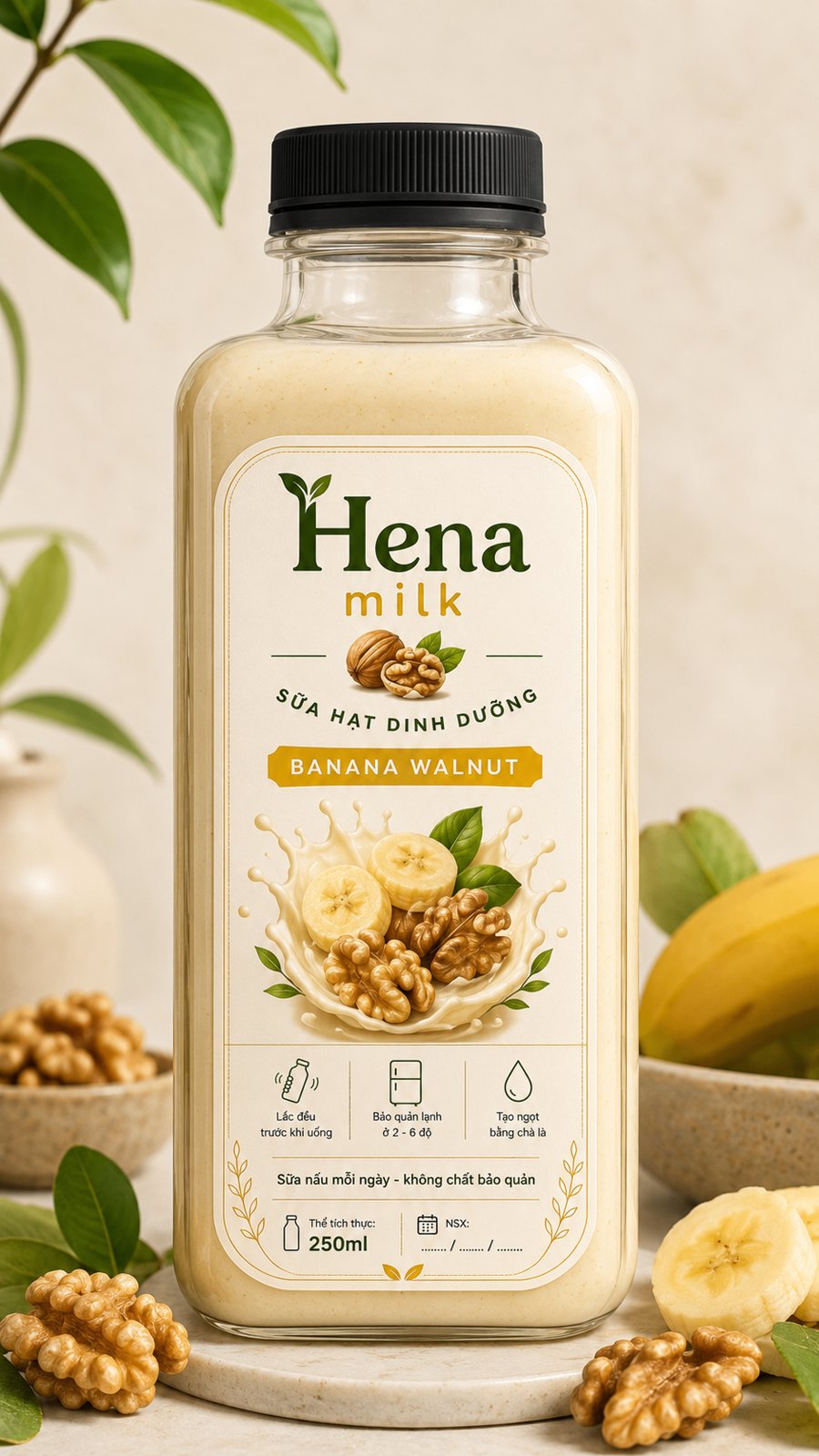 Chai Hena milk vị Chuối óc chó