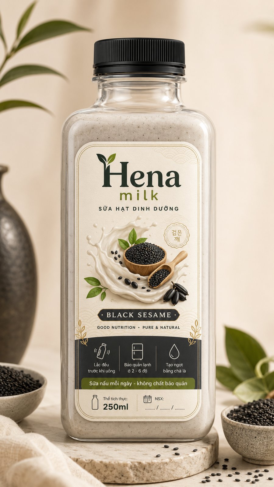 Chai Hena milk vị Mè đen