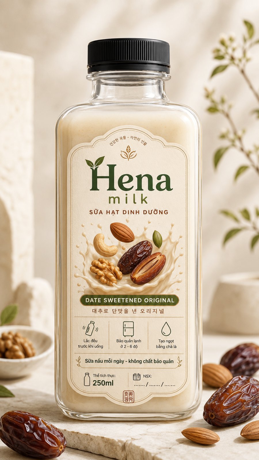 Chai Hena milk vị Chà là nguyên bản