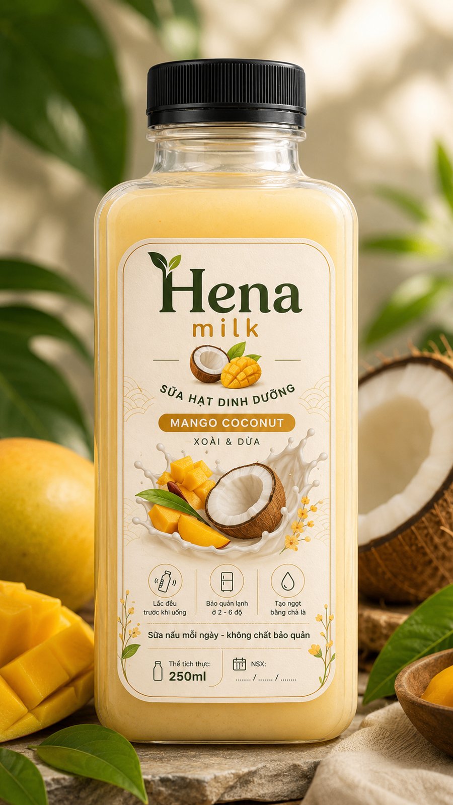 Chai Hena milk vị Xoài dừa