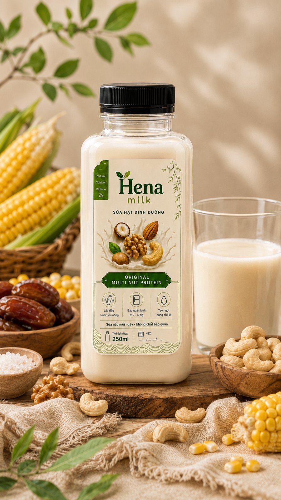 Chai Hena milk vị Nguyên bản hạt