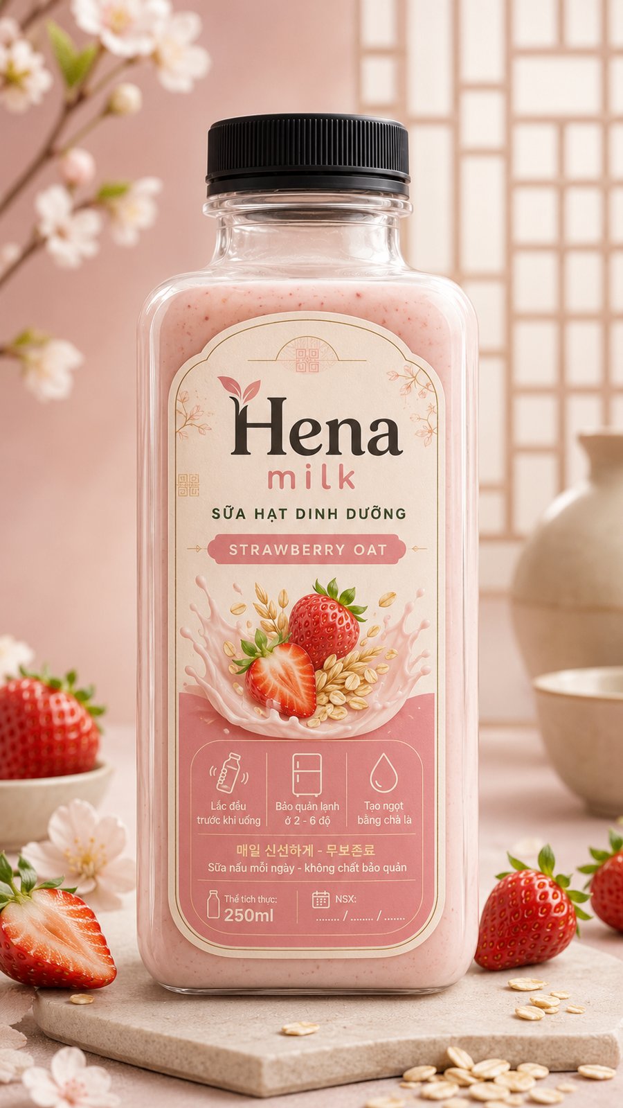 Chai Hena milk vị Dâu yến mạch